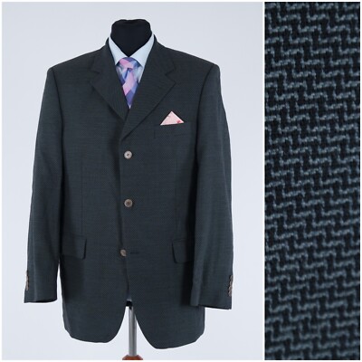 Mens Vintage Sport Coat 42R US Size ROY ROBSON Dark Grey Wool Blazer Jacket
