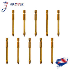 10x 6mm Titanium Ceramic Tile Marble Glass Drill Bit Cross Spear Head Hex Shank