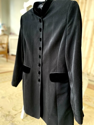 Jake Women's Velvet Trim Longer Length Button Through Evening Jacket Size 12 VGC - Picture 2 of 5