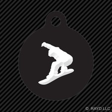 Snowboarder Keychain Round with Tab engraved many colors snowboarding grom 1