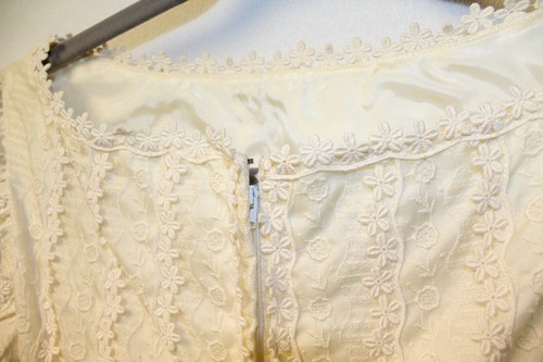 ABITO DA SPOSA VINTAGE METÀ SECOLO AVORIO COUTURE, VITA IMPERO, MANICHE CORTE GONFIATE - Foto 8 di 13