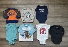 Boys Short and Long Sleeve Shirts / Bodysuits Lot Of 7 - Size 6 Months
