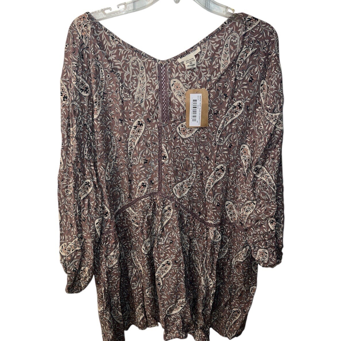 Boho Plus Size 4X Lace V-Neck Top Long Sleeve Fairy Blouse