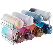 Lifewit Stackable Water Bottle Organizer for Cabinet, Travel Mug Cup Holder