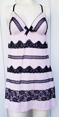 Victoria s Secret Sexy Little Things Lace Striped Pink Dress Size Large 