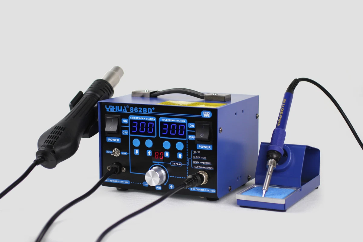 ES YIHUA 862BD SMD HOT AIR REWORK STATION WITH SOLDERING IRON NEW