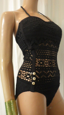 NWT  CHOICE by BLUEWAVE BLADE SZ L BLACK CUTOUT 1 PIECE SWIMSUIT BUST 36