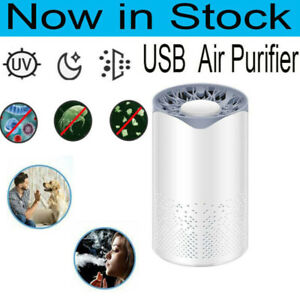Home Car USB Air Purifier HEPA Filter UV Remover Odor Dust Smoke Air Fre.vi