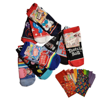 Tootsie Blow Pop Candy No-Show Socks 9 Pair Set Kids Size 11 4 Retro Bubble Gum#