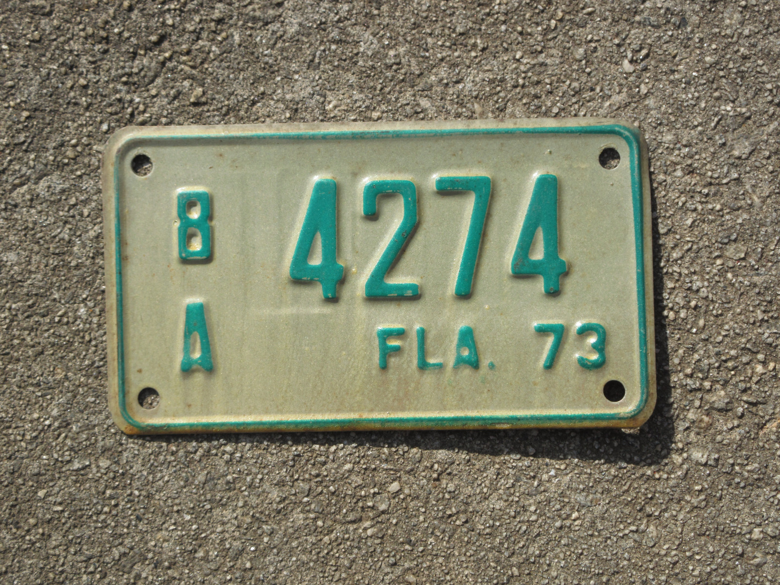 1973 Florida Motorcycle License Plate Volusia County 8A 4274 FL eBay