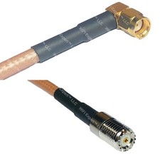 RG400 RP-SMA MALE ANGLE to MINI UHF FEMALE RF Cable FAST-SHIP LOT