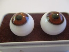 16 mm Brown Vintage Round Handblown Glass Eyes Hollow 10.5 mm Iris  P39  22 