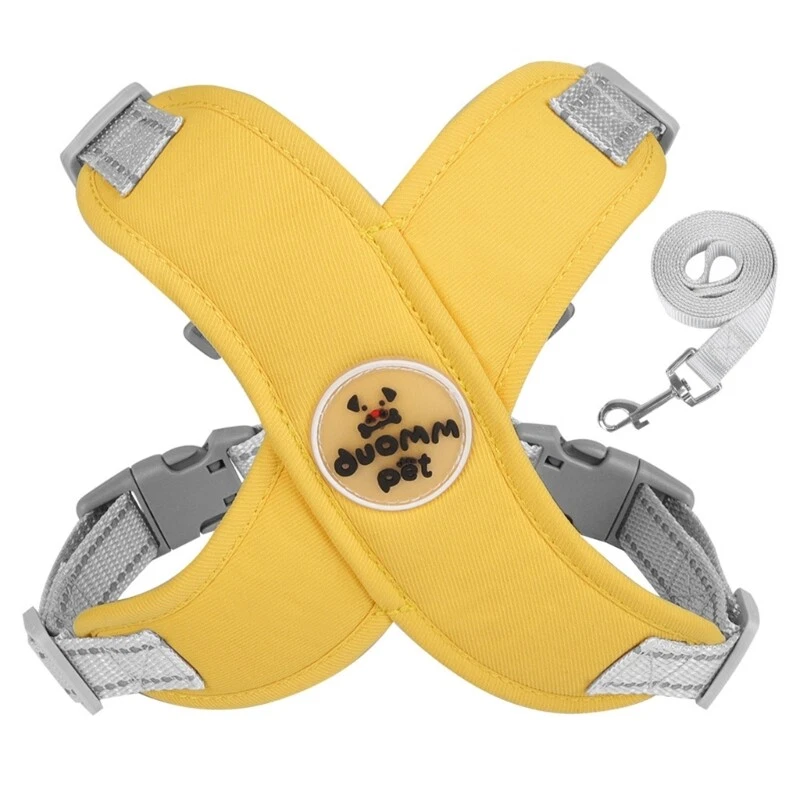 Dog Harness No Pulls with Leash Metal D-Ring Reflective Pet Vest No Choke