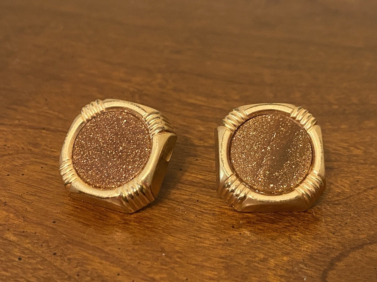 Boutons De Manchette Double Face Or Fillé Victoriens - Occasion - Style Art Déco