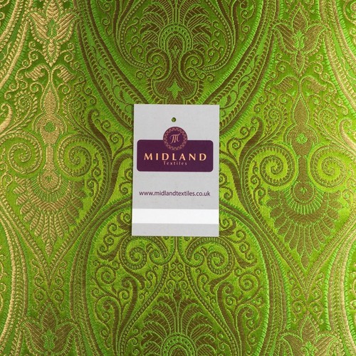 Ornamental paisley gold metallic print Indian banarsi Brocade fabric M246 Mtex - Picture 113 of 130