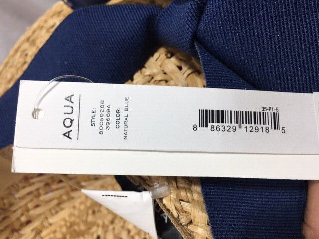 Aqua Women\'s Tan/Blue Straw Boater hat One Size NWT Women main image 4