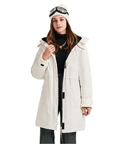 Women's Down Jacket White Duck Down Mid-length Matte Bright Face Waist Collar To Keep Warm Winter Down Jacket