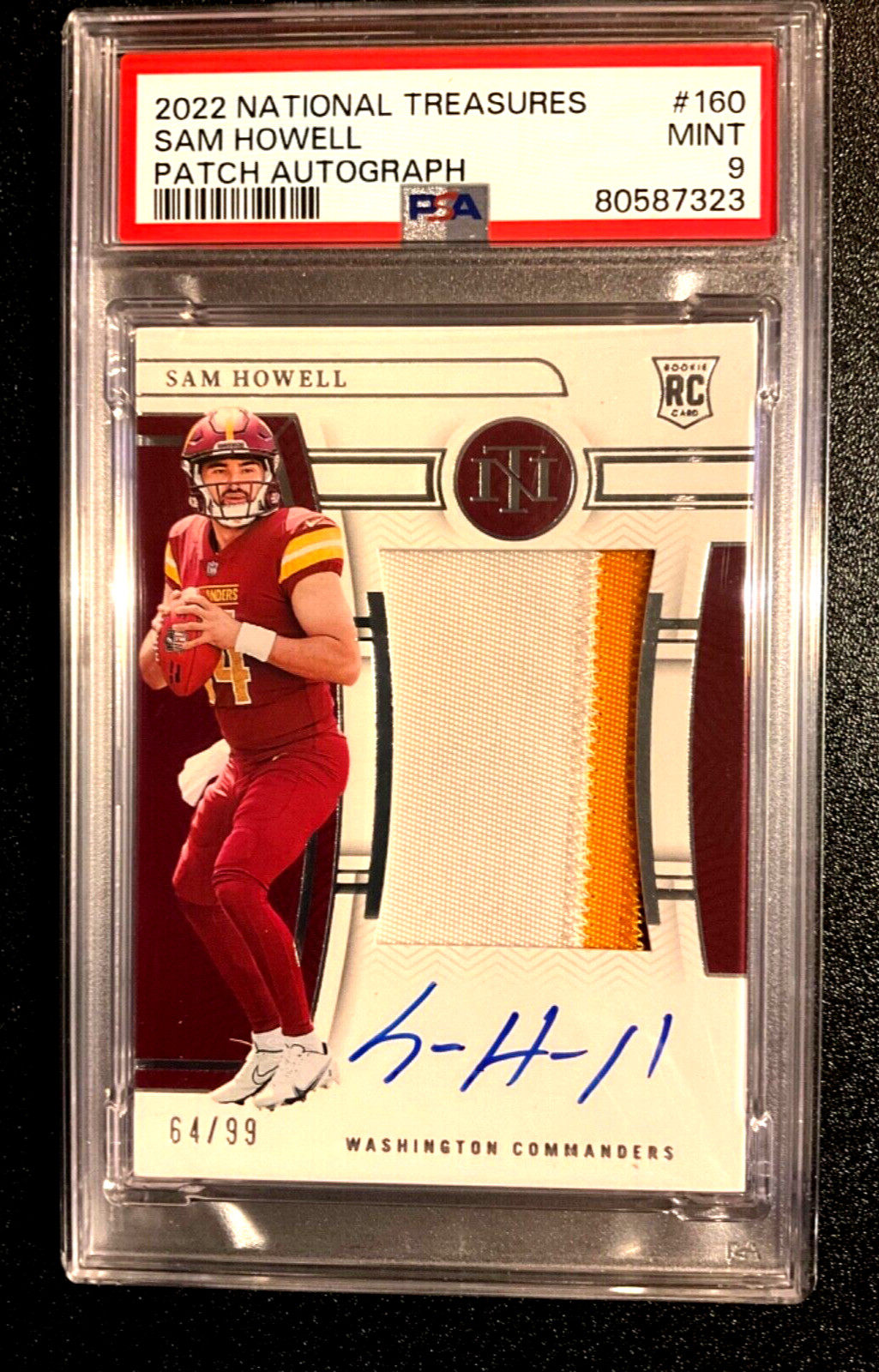 2022 National Treasures Sam Howell True RPA RC Patch Auto /99 PSA 9 POP 3 #160