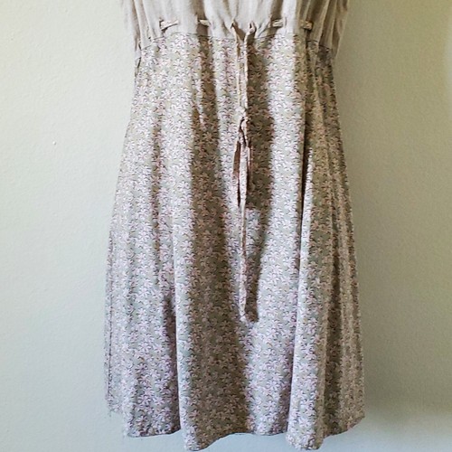 Vintage All That Jazz Sundress 11/12 Juniors Green Beige Floral Sleeveless - Picture 8 of 16