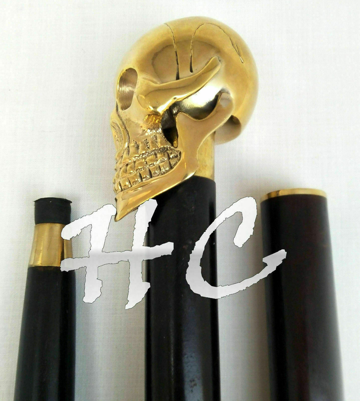 Solid Brass Unique Knob Skull Head Handle Walking… - image 3