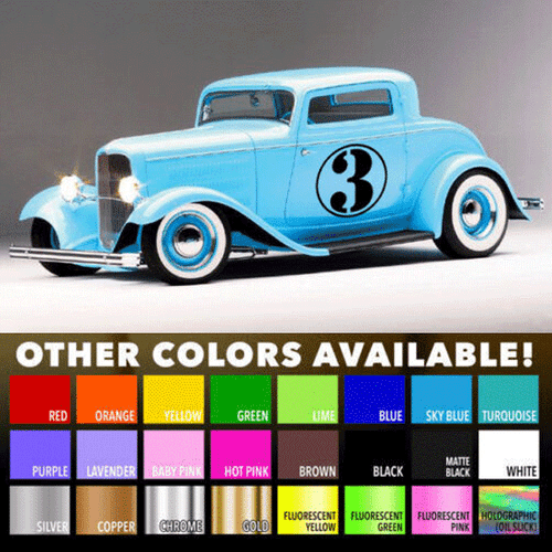 22" Car Truck Van Circle Number 3 Racing Graphic Door Body Vinyl Decal Sticker - Foto 1 di 3