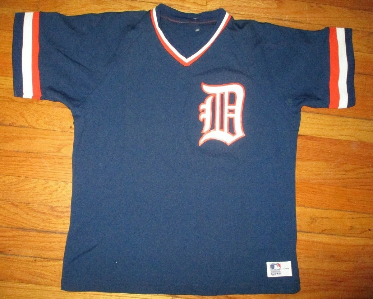 NWOT Vintage 80's DETROIT TIGERS Road Pullover Jersey Large Sand Knit  Screened