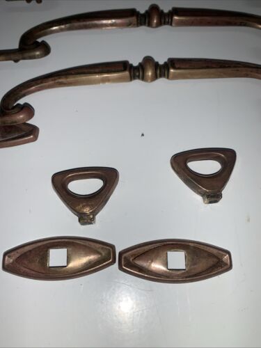 Lot Vintage 1960's Drawer Pulls Copper Finished Steel And Brass 6” Hole Centers - Picture 5 of 6