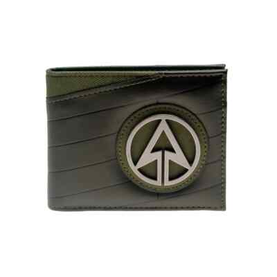 Green Arrow 3D Raised Metal EMBLEM Bifold Wallet With ID Holder