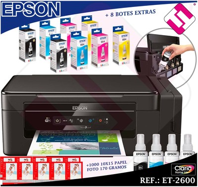 Et2600 multifunction printer scanner + 8 bottles of ink epson +1000 10x15  photo | eBay