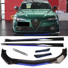 Front Bumper Lip Side Skirt Rear Bumper Lip Strut Rods Black Blue For Alfa