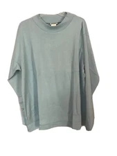 Cw Classics Ladies Mock Neck Plus Size 2X Knit 100%  Cotton Blue Top  Shirt New