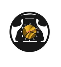 OROLOGIO IN VINILE DA PARETE SU LP 33 GIRI TELEFONO VINTAGE REALIZZATO A MANO