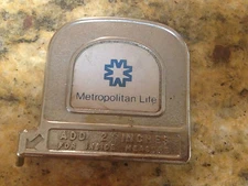 Tape Measure, Metropolitan life , 6 ft Metal, advertising promo