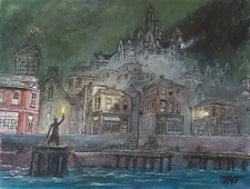 The Shadow over Innsmouth: Original Watercolor Artwork Inspired by H.P. L