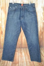 Hugo Boss Men Fly Button Straight Blue Denim Jeans Sz 36x34