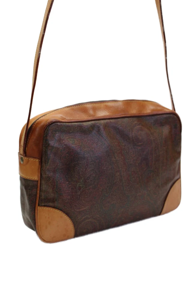 Bolso Bandolera Mensajero con Cremallera Estampado de Cachemira Cuero Etro para Mujer Marrón Foto 4 de 4