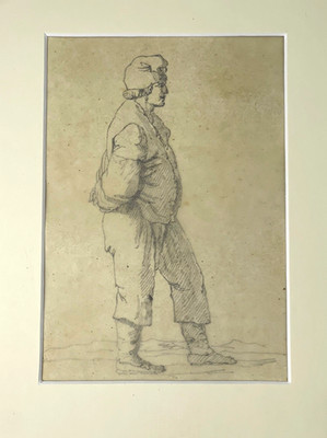 Early 19th C Pencil Study of a Man  on Watermarked J Whatman Paper