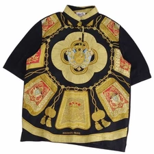 Hermes Vintage Shirt Blouse Short Sleeve Total Pattern Knit Silk Used MOLO-0