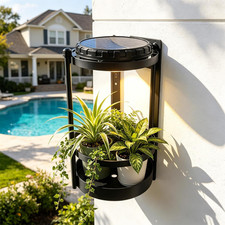 Solar Plant Grow Lights Outdoor - Wall Plant Holder with Rechargeable Light  S