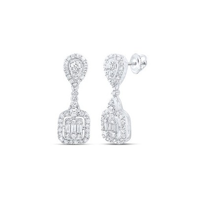 Natürlicher Diamant Baguette Träne Quadrat Ohrhänger 0,67 kt 14 kt Weißgold