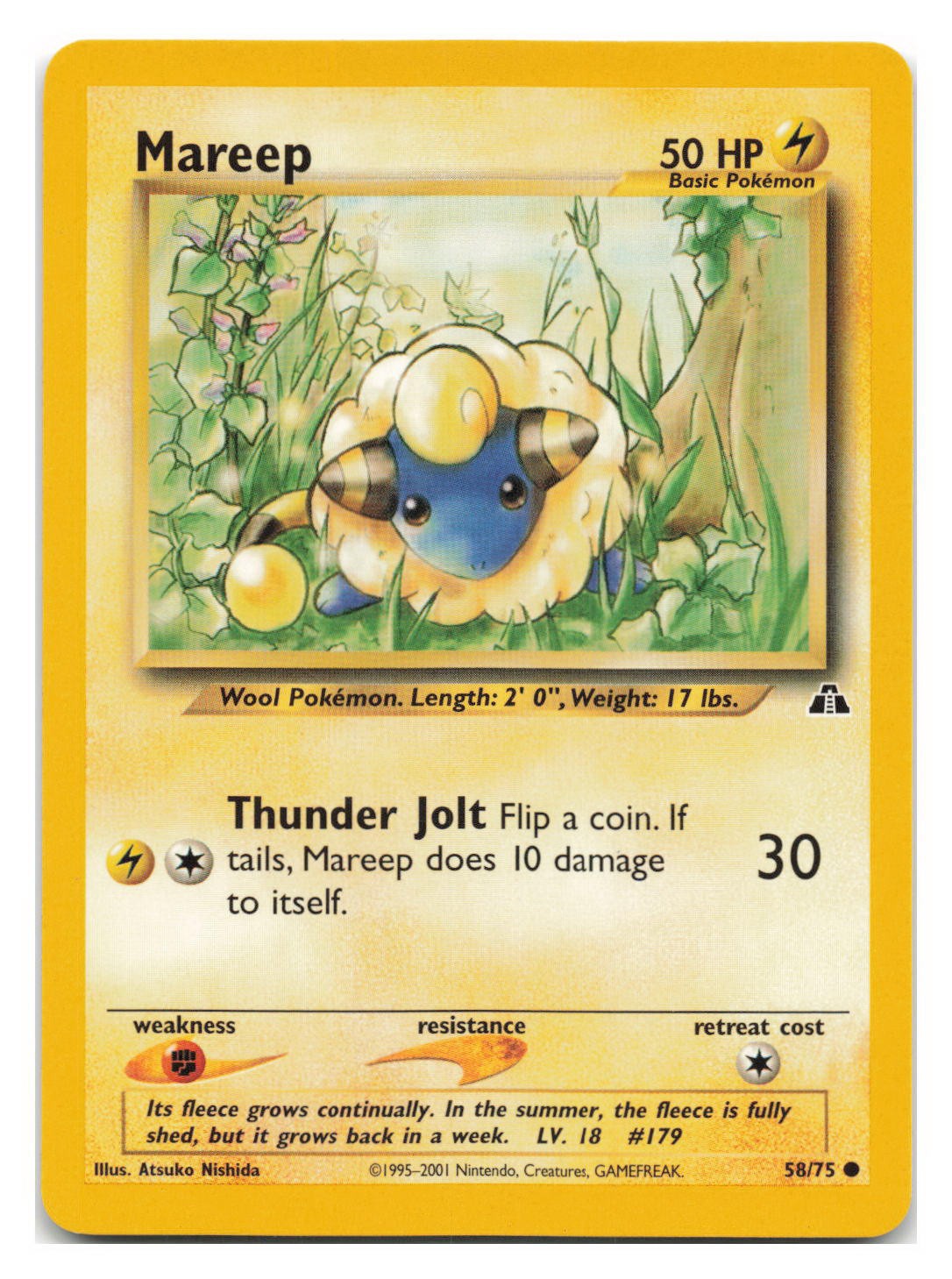Mareep 58/75 Common Neo Discovery Pokemon Unlimited 2001