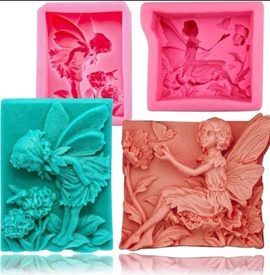 Wehous 2PCS Silicone Soap Molds, 3D Fairy Flower Silicone Molds for Fondant Choc