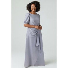 Xscape Womens Dress 22W Periwinkle Blue Ruched Gown Formal Special Occasion