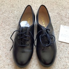 New Capezio Premiere Tap Shoes Black Leather  TeleTone Taps US 12w UK 10 adult