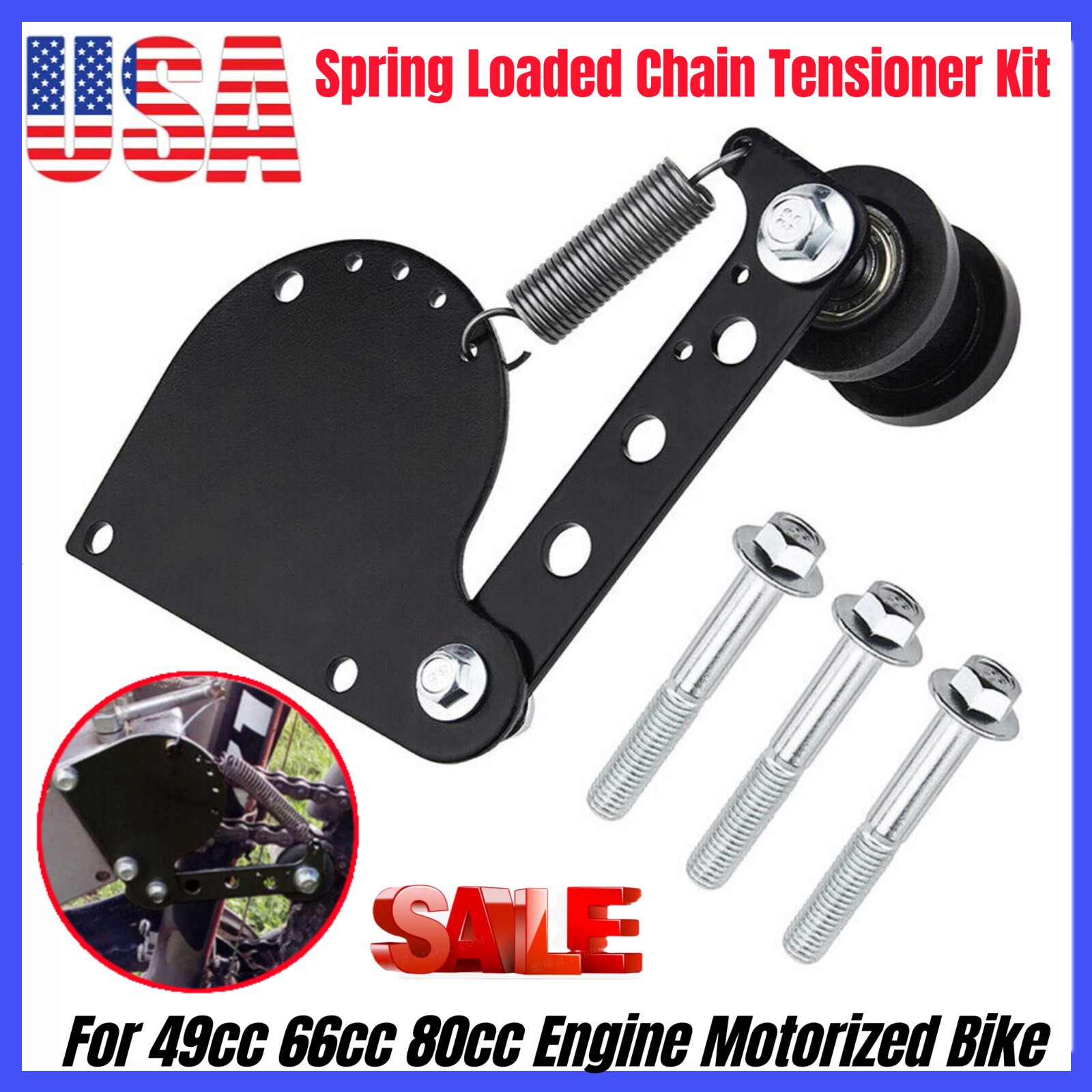 Spring Loaded Chain Tensioner For 49cc 66cc 80cc Engine Motorized Bike 2 Stroke