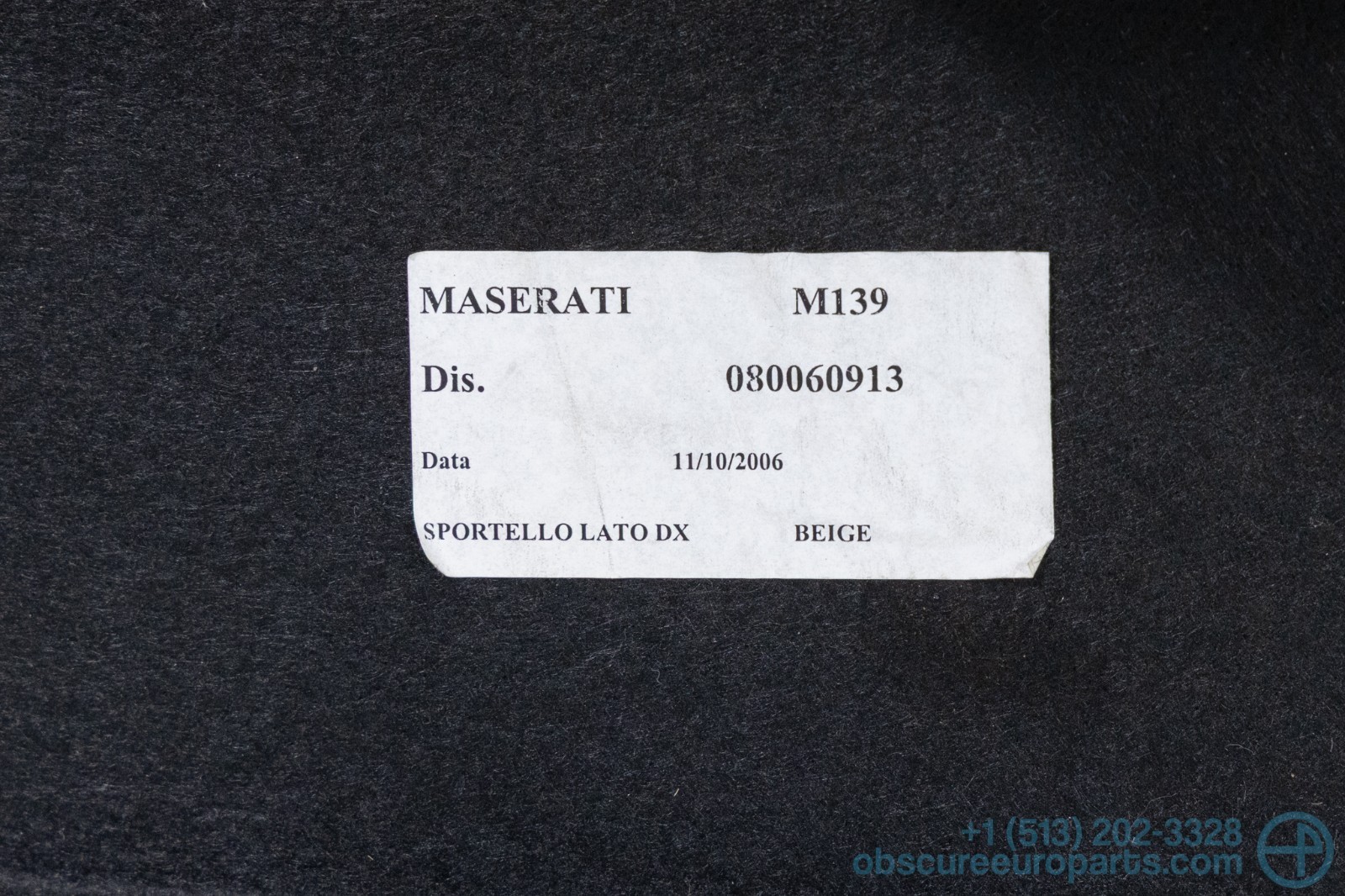 Used 2003-2006 Maserati M139 Quattroporte Trunk Right Cover Door Beige