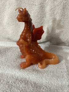 Dragon Candle Vintage 5”Orange Wax Never Lit Handmade Hand Crafted Fantasy Gift