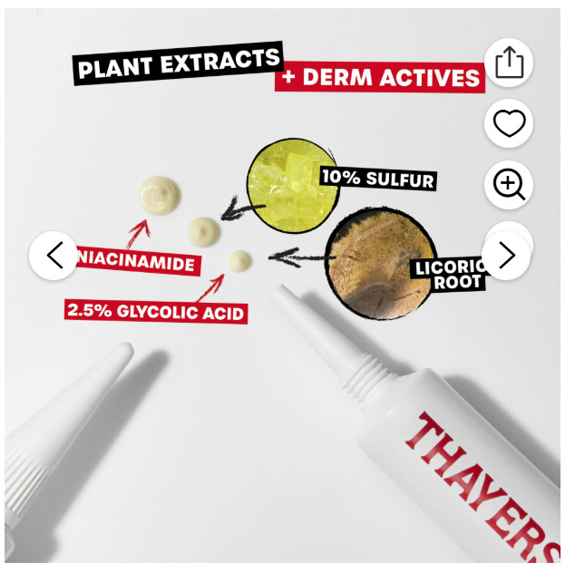 Thayers Rapid Sulfur Acne Treatment, Soothing & Non-Stripping Skin Care, 0.5 fl