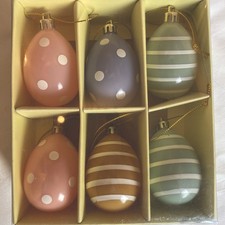 Easter Baubles  John Lewis Egg Hanging Decoration Pack of 6 Spots/Stripes