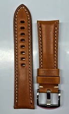 22mm Cognac Genuine Leather Watch Band - USA